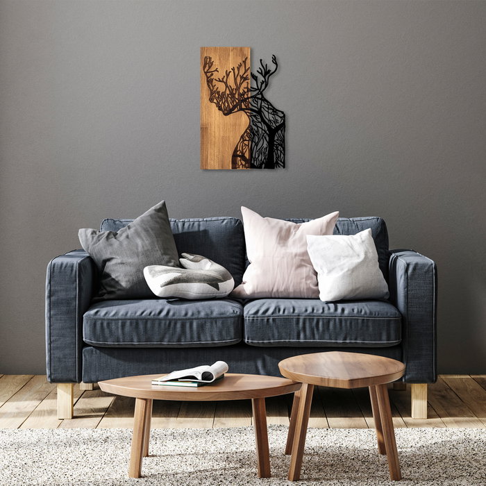 Wallity Tree Woman - 318 Decoración de Pared en Negro y Nogal